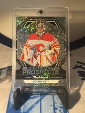 2023-24 Dustin Wolf ROOKIE CARD SPECKLED RAINBOW FOIL Prominent Prospects Mint!. rookie card picture
