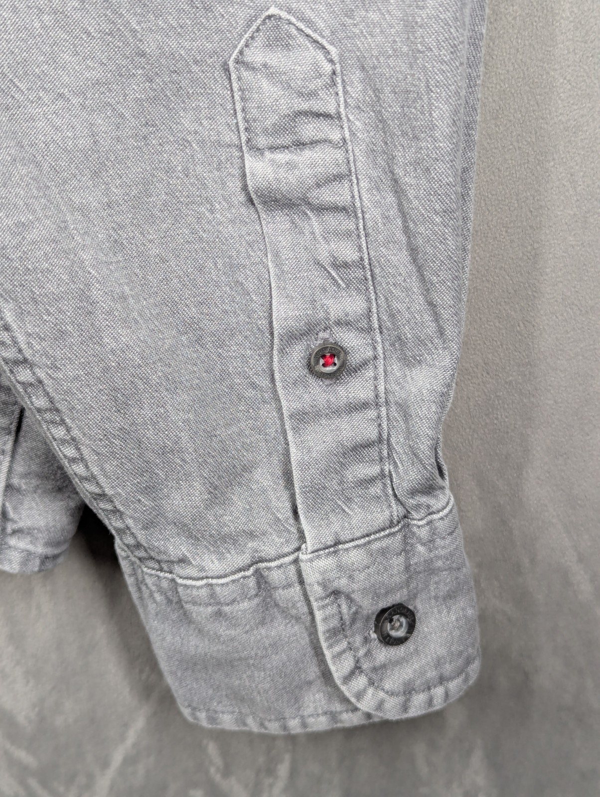 Wrangler Denim Shirt Size 2XL Relaxed Fit Lightweight Cotton Stretch Grey Men's image 4
