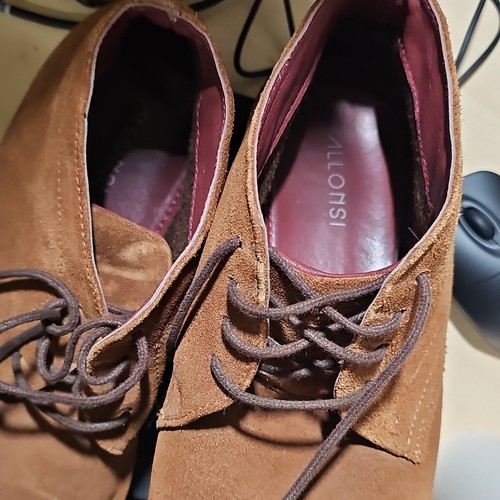 Allonsi ALM 2011 Brown Suede Oxford Lace-Up Dress Shoes Men's US 11 EU 44