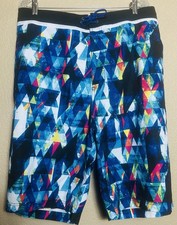 Roundtree  Yorke Multicolored Geometric Mesh Lined Swim Trunks Mens 4XB 4X