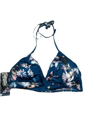 NWT Hapari Bikini Top Sz Large Vogue Twist Front Blue Removable Light Padding