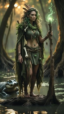 4x6 Artistic Fantasy Photo Print Fantasy Dungeons Dragons Female Swamp Druid 1F.