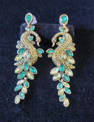 Heidi Daus Green Swan Earrings