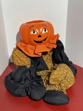 Vintage Sun Hill Blow Mold Halloween Pumpkin Pail Candy Bucket Shelf Sitter