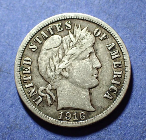 1916 Barber Dime  VF