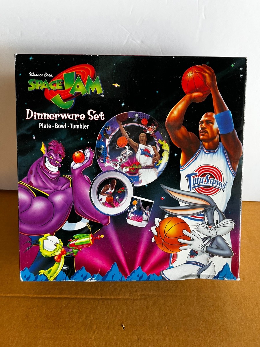 Vtg 1996 Space Jam Bowl,Flatware,Plate Set Michael Jordan Tune