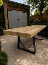 3.0m Large Garden Dining Table 10-12 Seater Rustic Wooden Outdoor Sleeper Table
