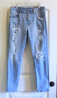 AEO American Eagle Air Flex Athletic Fit Men's Distressed Light Blue Jeans SZ 34