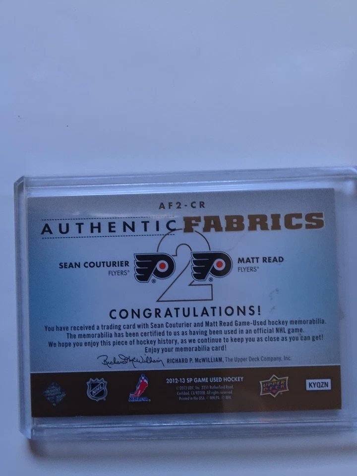 2013 UD SP GAME USED#AF2-CR COUTURIER/READ AUTHENTIC FABRICS DUAL PATCH 25/25 - Image 2 of 2