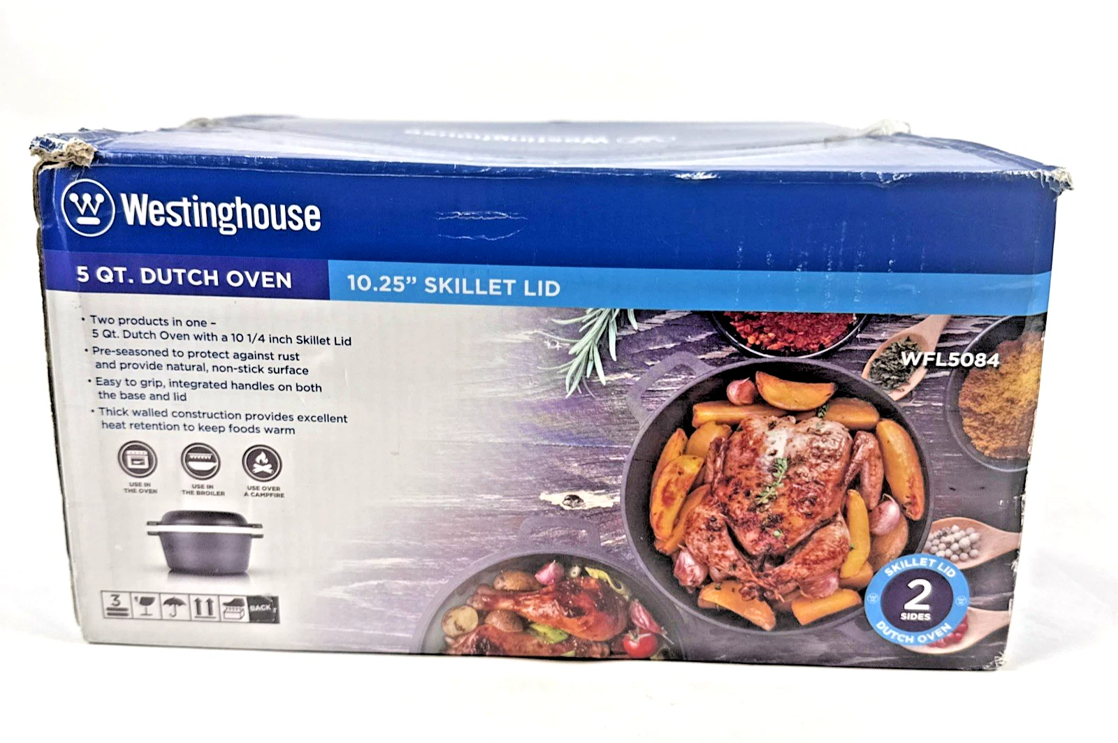 NEW SEALED Westinghouse 5Qt Pre-Seasoned Cast Iron Dutch Oven with Lid Free Ship
Opens in a new wind