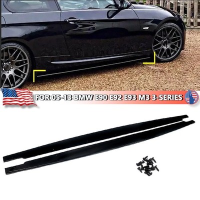 Glossy Black Pair Side Skirts Extension Fits 05-13 BMW E90 E92 E93 M3 3-Series