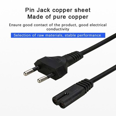 0.6m EU Extension Cord Power Cable 8 Euro Plug AC Cable For Monitor Power Supply
