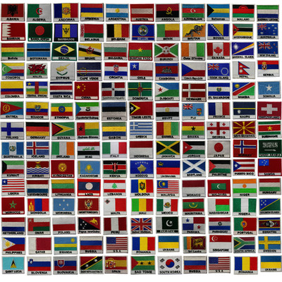 National Länderflagge Bügelbild Patch bestickt Aufnähen Applikation Abzeichen A-Z