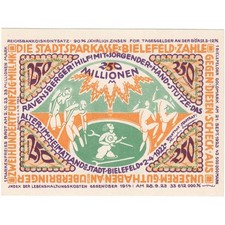 [#294391] Germany, Bielefeld, 250 Millionen Mark, 1922-04-02, UNC