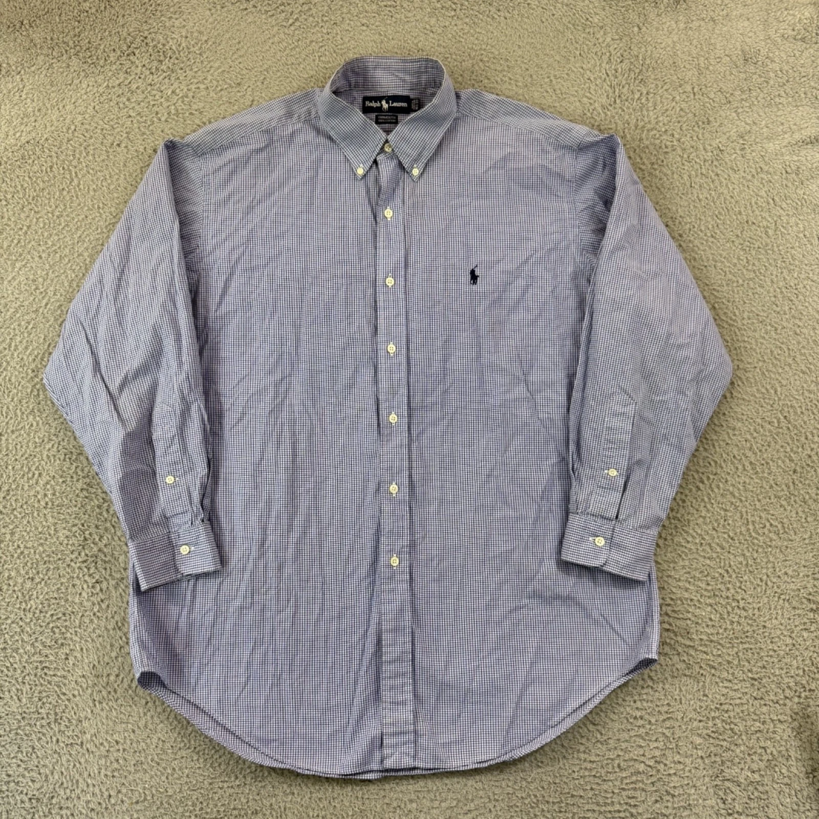 Polo Ralph Lauren Shirt Men XL Blue Yarmouth Button Long Sleeve Gingham Preppy