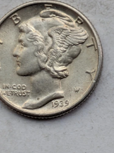 1939 Mercury Silver Dime AU  90% 10 Cent