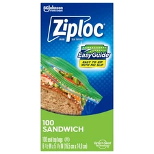 Ziploc Sandwich Bags, School Supplies, with EasyGuide 100 Count