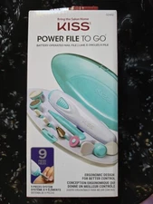 NEW Kiss Power File To Go Battery Operate Nail File Ergo Design 9 Pieces System