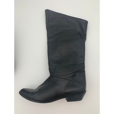 Vintage Zodiac International Black Leather Slouch Boots Made in Yugoslavia 9