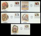 US FDC # 2501-2505 25c Indian Headdress  Fleetwood 5 FDC's S.cancel 1990, 9Q5320
