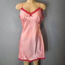 Vtg Slip Mini Lace Dress Sz M Babydoll Silky Coquette Feminine Y2K Fairy Grunge