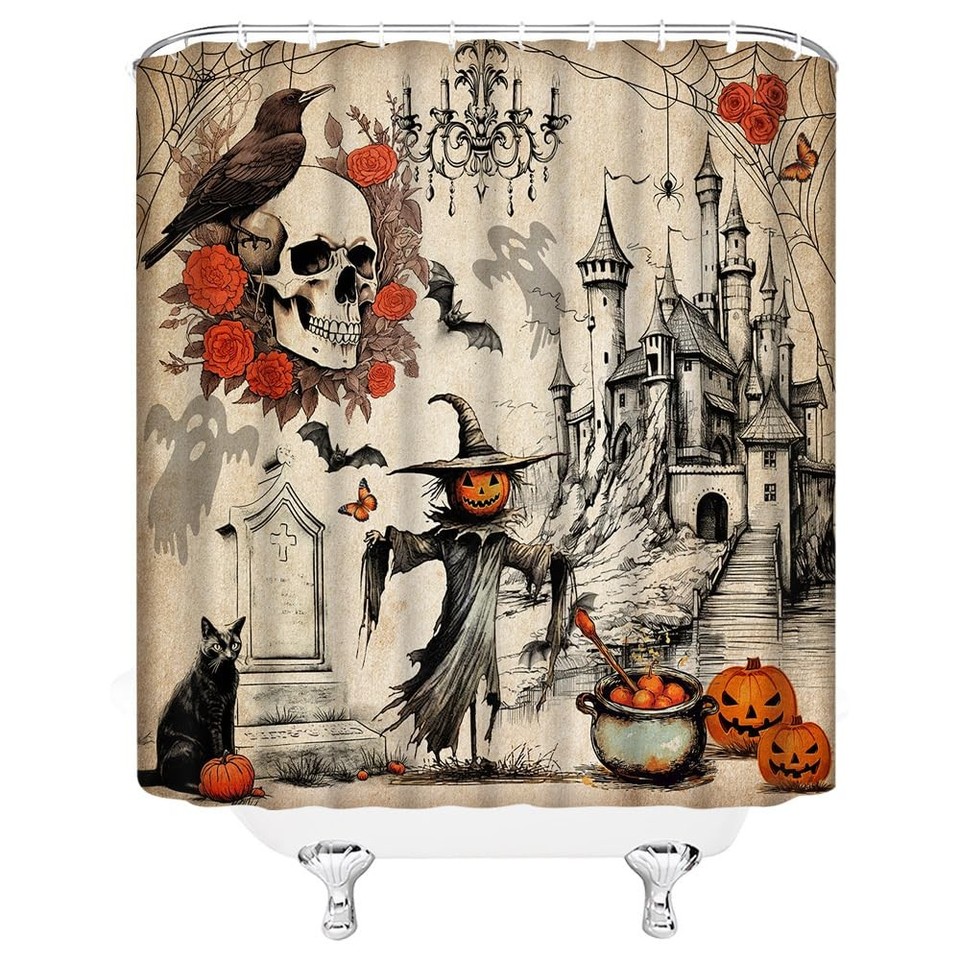 Vintage Halloween Shower Curtain