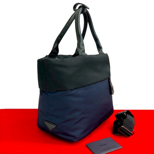 Prada Nylon Leather 2Way Bag Women Black One Size