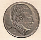 Modern Hobo Nickel Dwight Eisenhower on 1935 Buffalo Nickel Done by John Dorusa