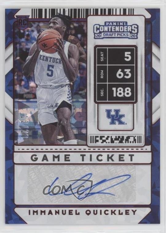 2020 Panini Contenders Draft Picks 12/23 Immanuel Quickley Rookie Auto RC 01w3