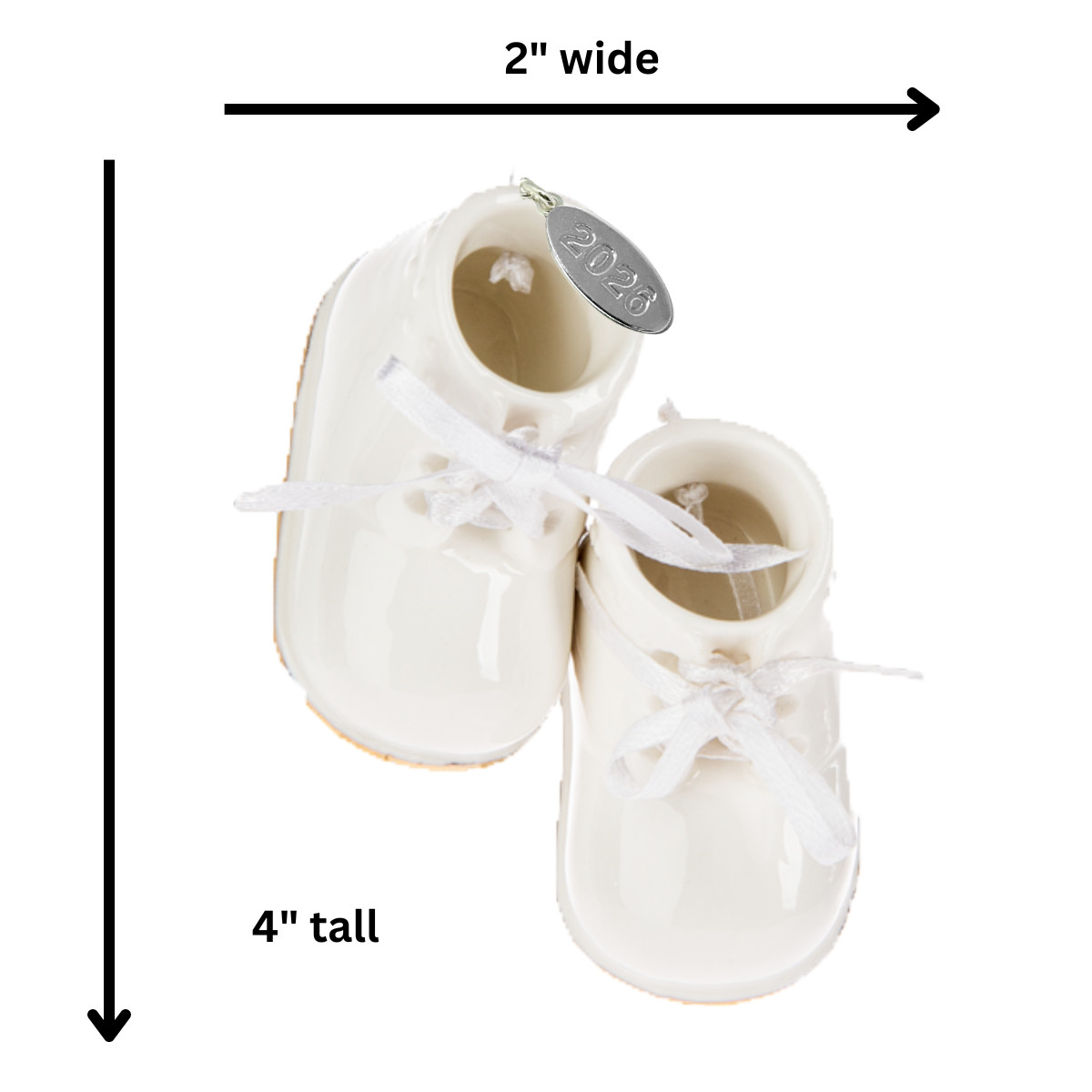 2026 Ivory Baby Shoes Ornament Baby's First Christmas, Booties for Boy/ Girl