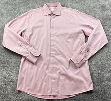 ETON Shirt Mens 17 43 Pink Polka Dot Slim Fit Long Sleeve Dress Button Up Formal