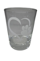 "Deko Teelicht Glas Windlicht Print \"Pfote Im Herz\" Weiß Handmade"