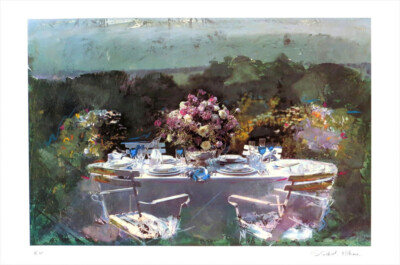 Starlie Sokol-Hohne Flowers & Table Signed Lithograph Art Print 19-1/2 x 30