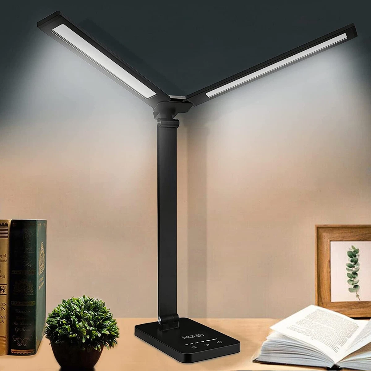 Double Head LED Desk Lamp Cordless Rechargeable Battery Operated Touch  Control