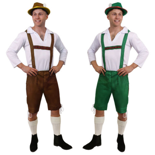 COSTUME HOMME OKTOBERFEST BAVAROIS ALLEMAND BEER GUY PANTALON EN CUIR ADULTE ROBE FANTAISIE - Photo 1/13