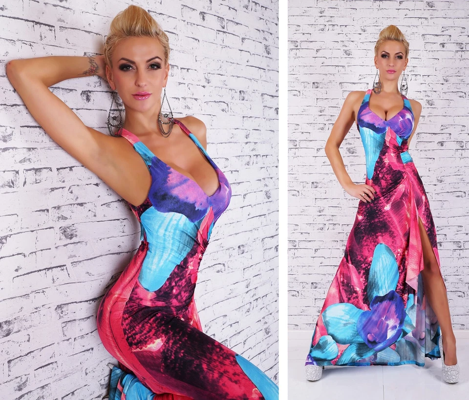 sexy☆ Maxi-Kleid m. Schlitz, femininer Schnitt ☆ One Size ☆ - Bild 2 von 4