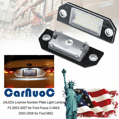 2PCS For Ford Focus C-MAX MK2 2003-08 LED License Plate Light Lamps