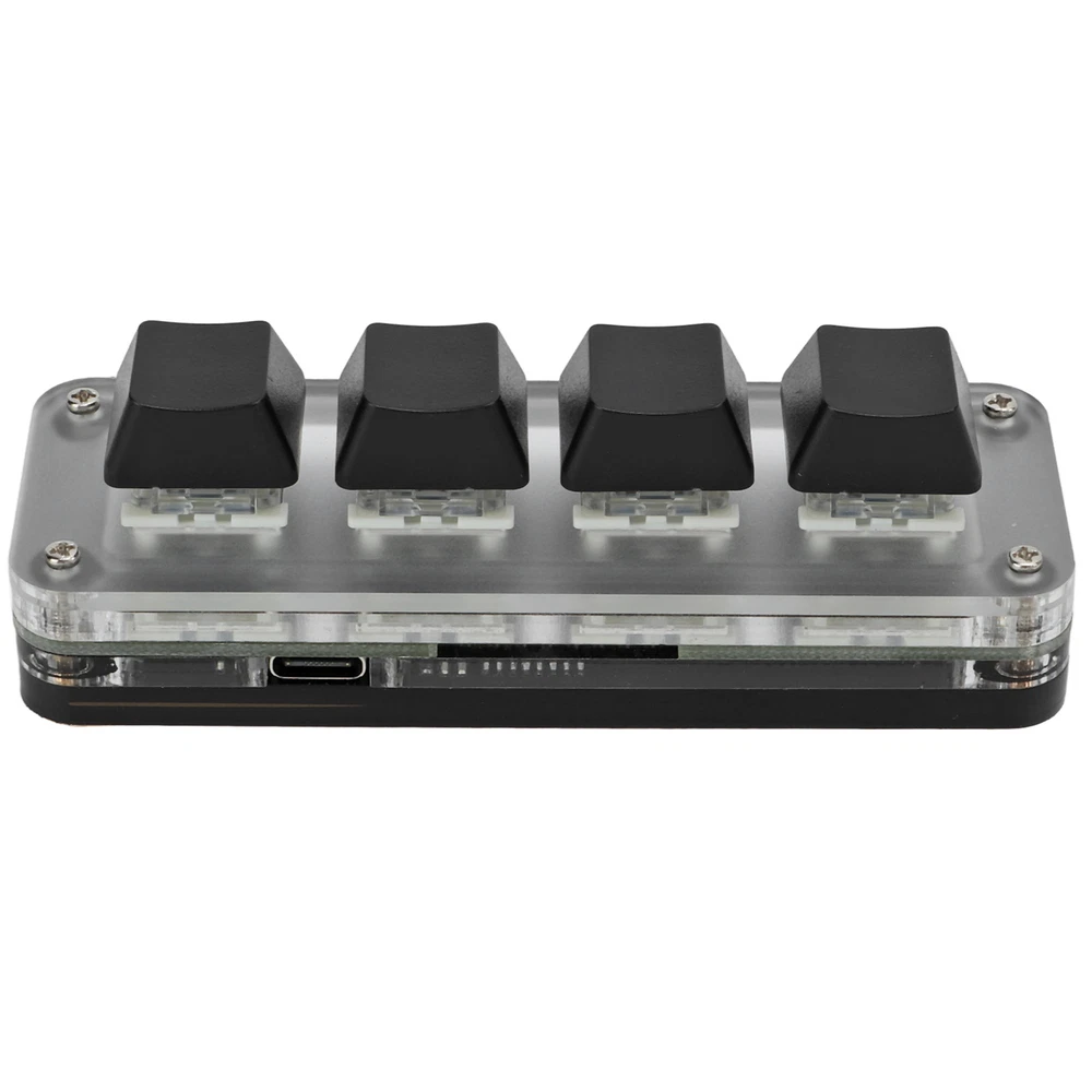 Mini 4-Key Mechanical Gaming Keypad with USB Interface, Compatible with Music Software & OS X, Acrylic FER Design