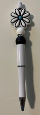 Silicone Beaded Ballpoint Pen With Flower Bead