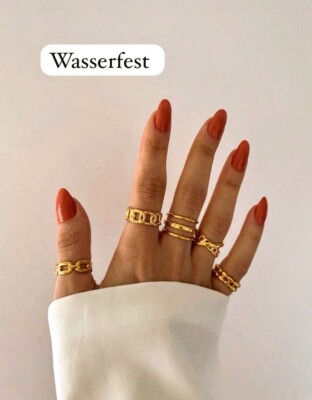 Wasserfeste Ringe In Gold aus Edelstahl, Größenverstellbar 