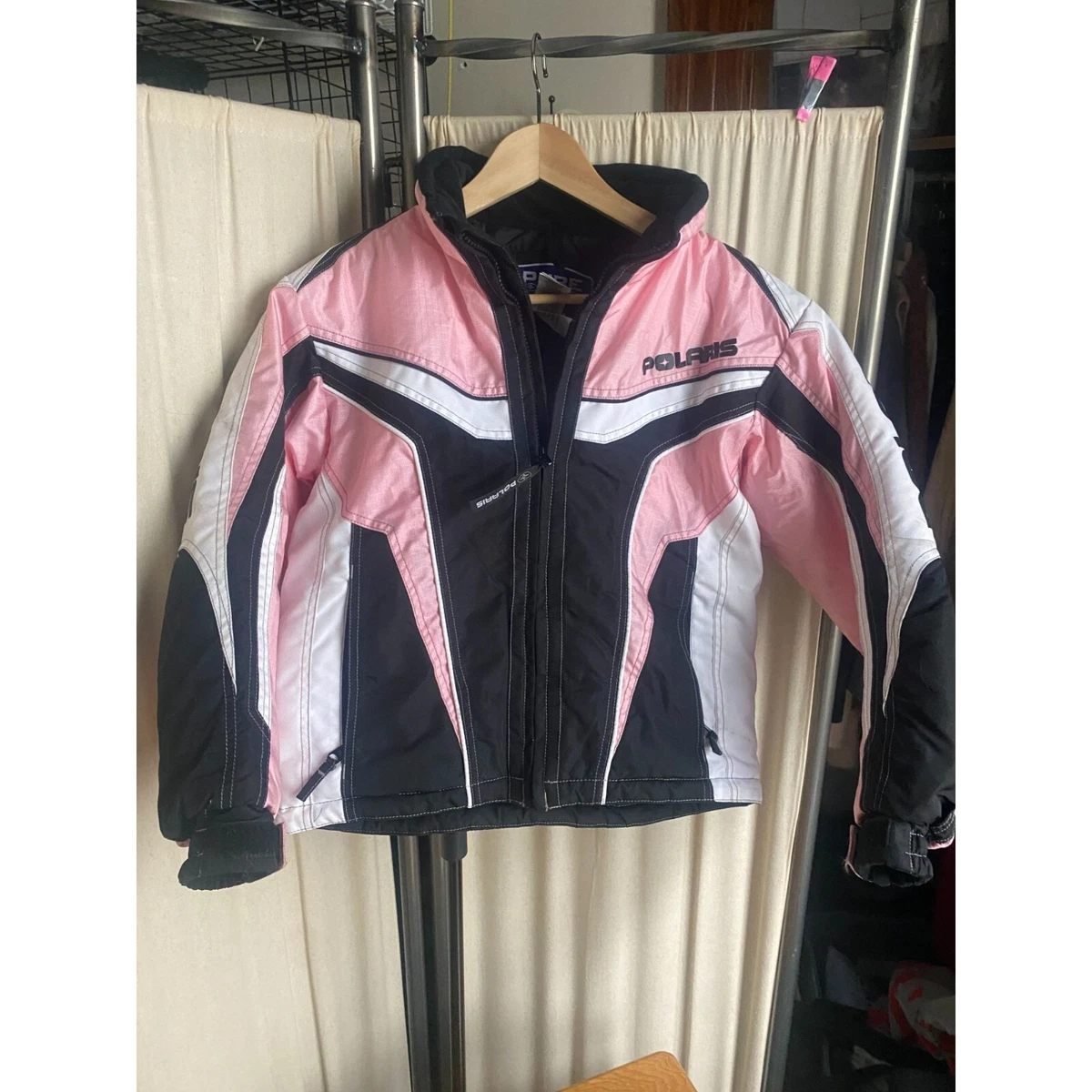 VTG Polaris Pure Polaris Pink White and Black youth M snowmobile jacket PERFECT