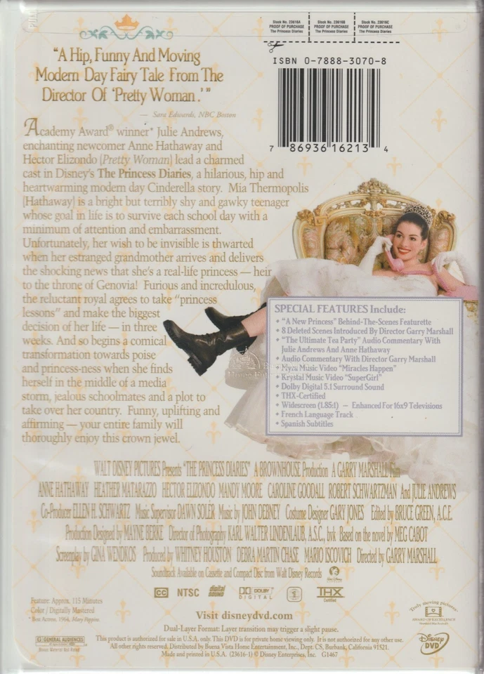 The Princess Diaries - Anne Hathaway - Widescreen - New Sealed in Plastic - Image 2 of 2