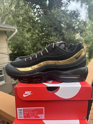 Nike Air Max 95 Premium Black Metallic Gold Size 10 N.O. Saints MU
