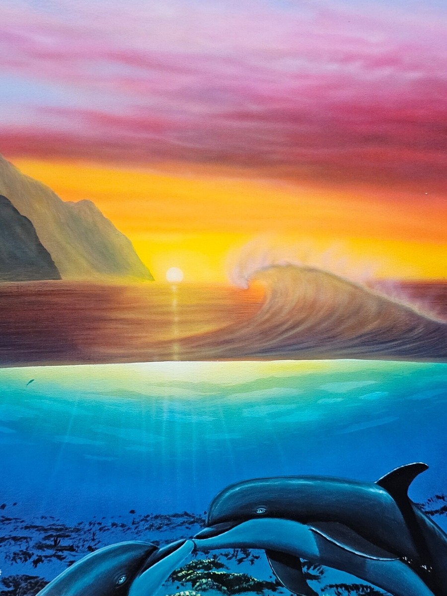 Wyland Kiss for the Sea Hand Signed Numbered Lithograph Dolphin