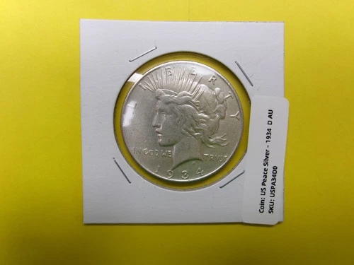 1934-D - AU - U.S. Peace Silver Dollar. A Very Nice Coin. USPA34D0