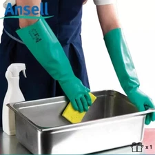  Ansell Solvex  37-185 Chemical Resistant Gloves 18" 22mil Nitrile Size 10 New 