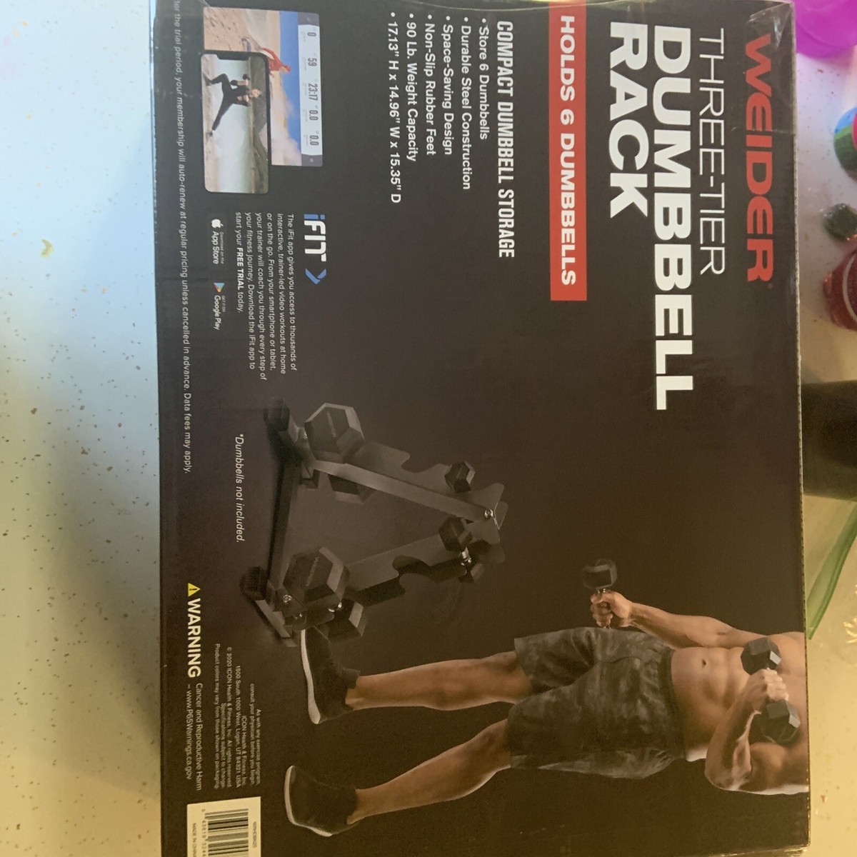 Weider Three Tier Six Dumbbell Weight Bar Utility Rack Gym