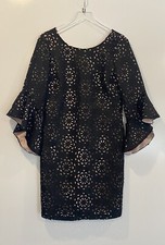 Jax Black Label Womens Lace Laser Cut Bell Sleeve Cocktail Dress Size 10