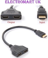HDMI 2 WAY Y SPLITTER ADAPTOR CABLE LEAD  1 IN 2 OUT HDMI 2.0 4K GOLD CONTACTS