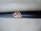 VINTAGE OPENWORK TRI PINK TOPAZ W/ MARCASITE COCKTAIL RING STERLING SILVER 925